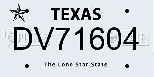 DV71604 Texas License Plate