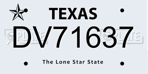 DV71637 Texas License Plate