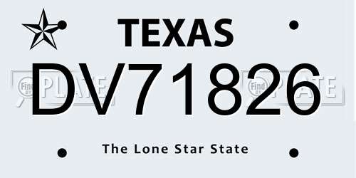 DV71826 Texas License Plate