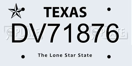 DV71876 Texas License Plate