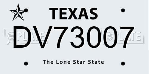 DV73007 Texas License Plate