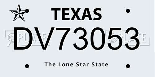 DV73053 Texas License Plate
