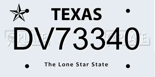 DV73340 Texas License Plate