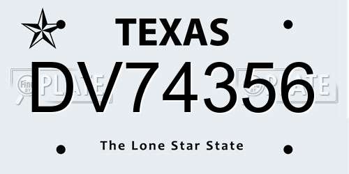 DV74356 Texas License Plate