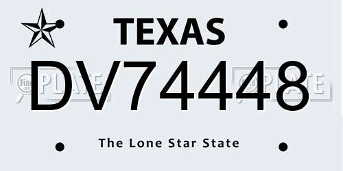 DV74448 Texas License Plate
