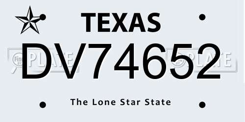 DV74652 Texas License Plate