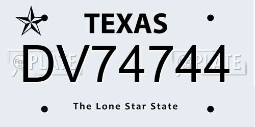 DV74744 Texas License Plate