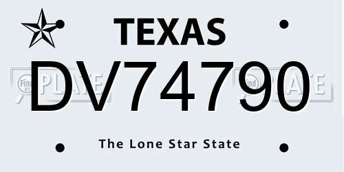 DV74790 Texas License Plate