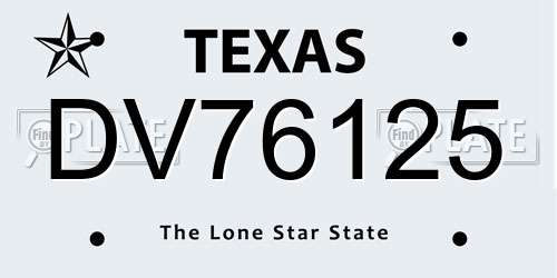 DV76125 Texas License Plate