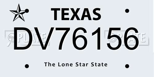 DV76156 Texas License Plate