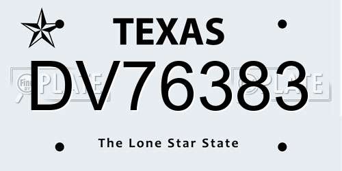 DV76383 Texas License Plate