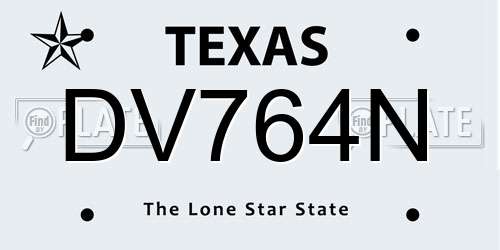 DV764N Texas License Plate