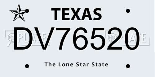 DV76520 Texas License Plate