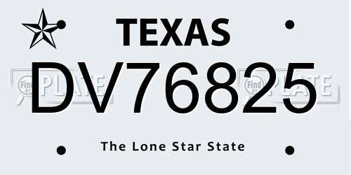 DV76825 Texas License Plate