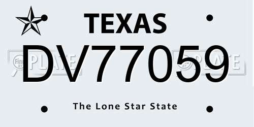 DV77059 Texas License Plate