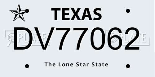 DV77062 Texas License Plate