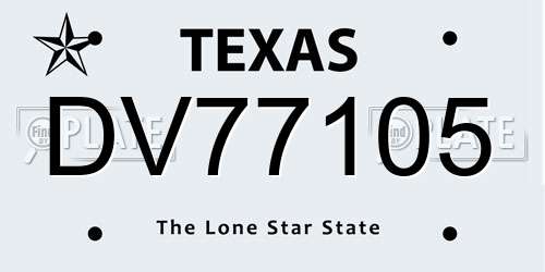 DV77105 Texas License Plate