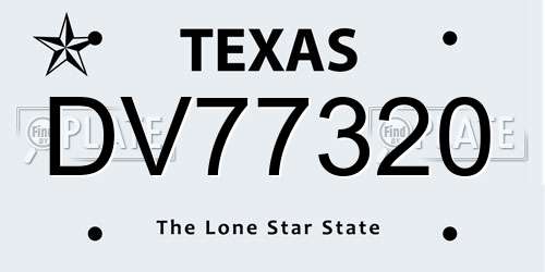 DV77320 Texas License Plate