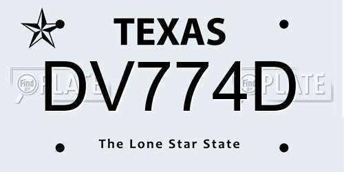DV774D Texas License Plate