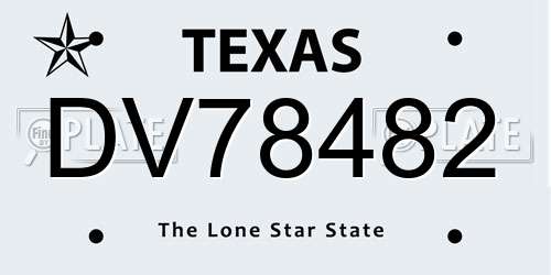 DV78482 Texas License Plate