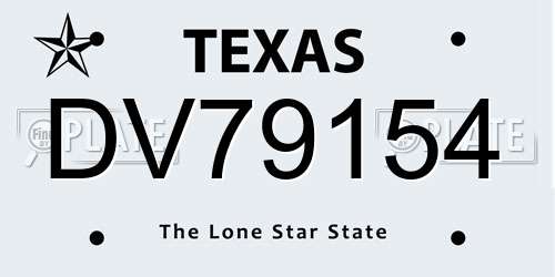 DV79154 Texas License Plate