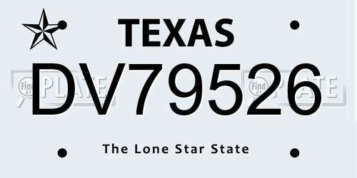 DV79526 Texas License Plate