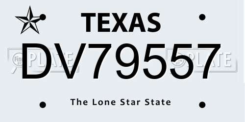 DV79557 Texas License Plate