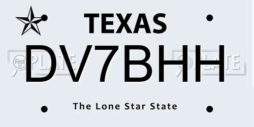 DV7BHH Texas License Plate