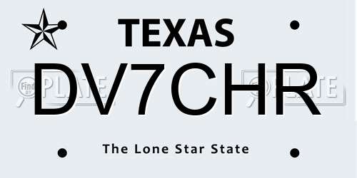 DV7CHR Texas License Plate