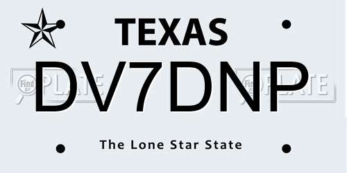 DV7DNP Texas License Plate