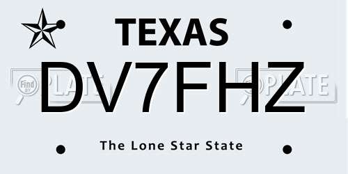 DV7FHZ Texas License Plate