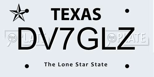 DV7GLZ Texas License Plate