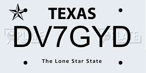 DV7GYD Texas License Plate