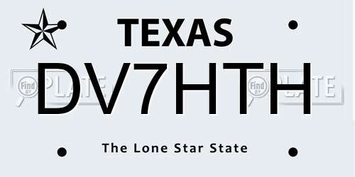 DV7HTH Texas License Plate