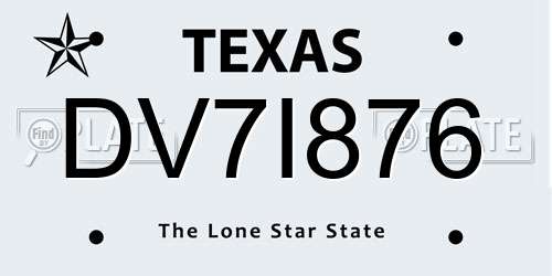 DV7I876 Texas License Plate