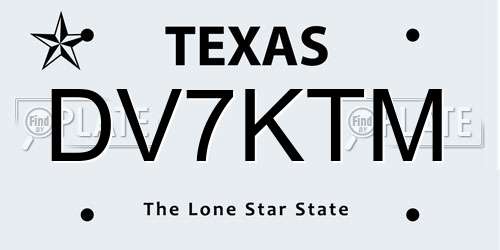 DV7KTM Texas License Plate