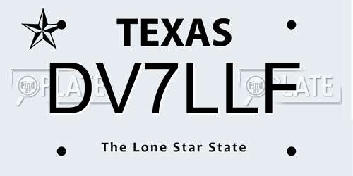 DV7LLF Texas License Plate