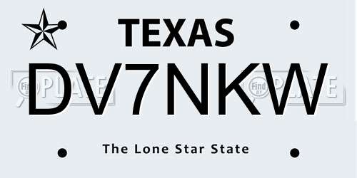 DV7NKW Texas License Plate