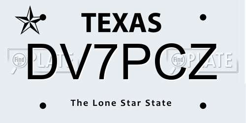 DV7PCZ Texas License Plate