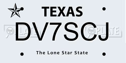 DV7SCJ Texas License Plate
