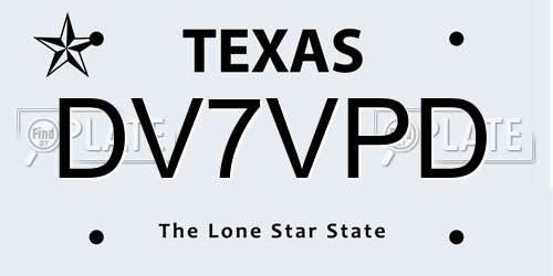 DV7VPD Texas License Plate