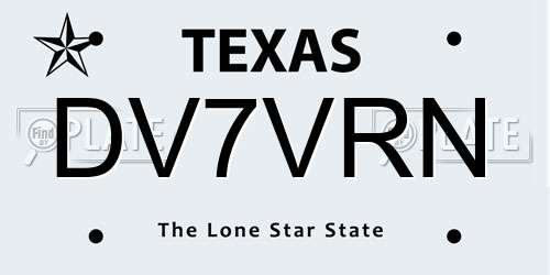DV7VRN Texas License Plate