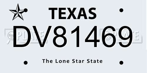 DV81469 Texas License Plate