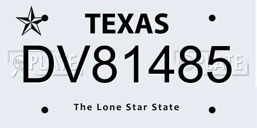 DV81485 Texas License Plate