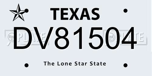 DV81504 Texas License Plate