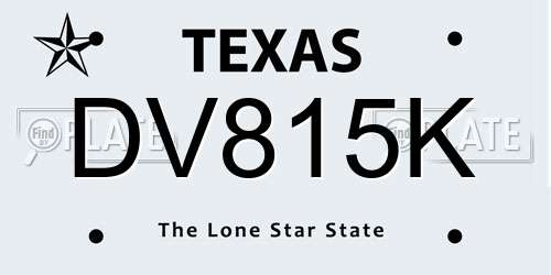 DV815K Texas License Plate
