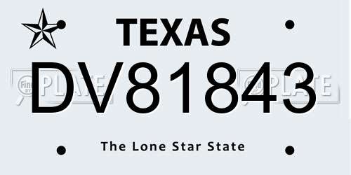 DV81843 Texas License Plate