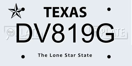DV819G Texas License Plate