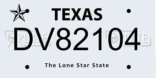DV82104 Texas License Plate
