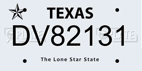 DV82131 Texas License Plate